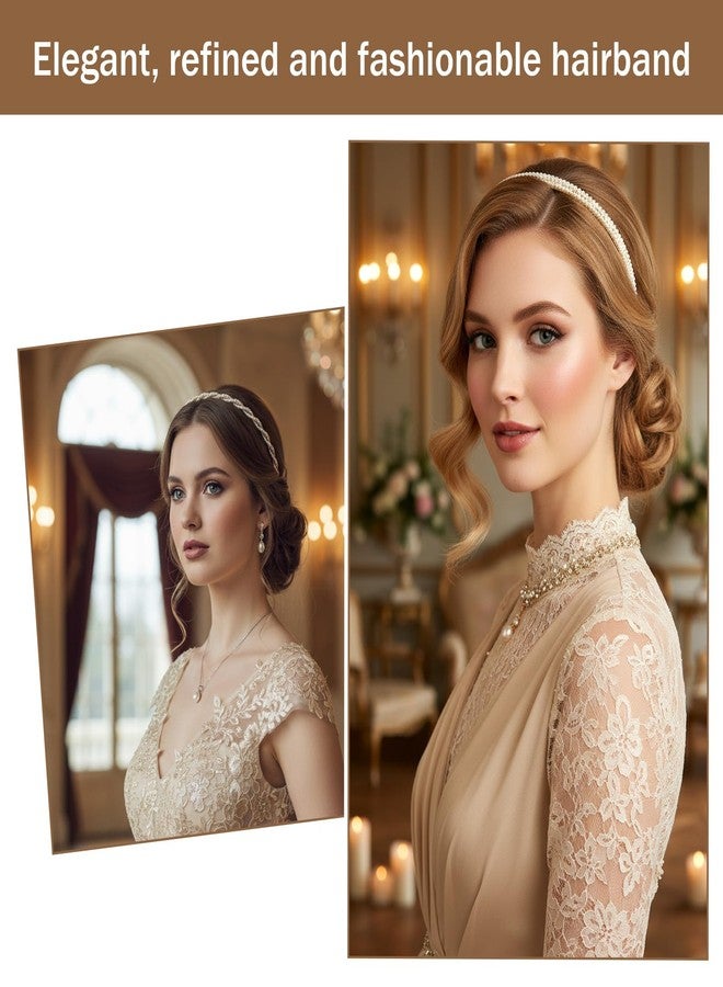 HaiFafafaing 5 Pcs Pearl Headband for Girls White Bridal Pearl Headbands With Pearls Hairbands Elegant Pearls Headpiece Elegant For Women Girls Wedding - Image 5